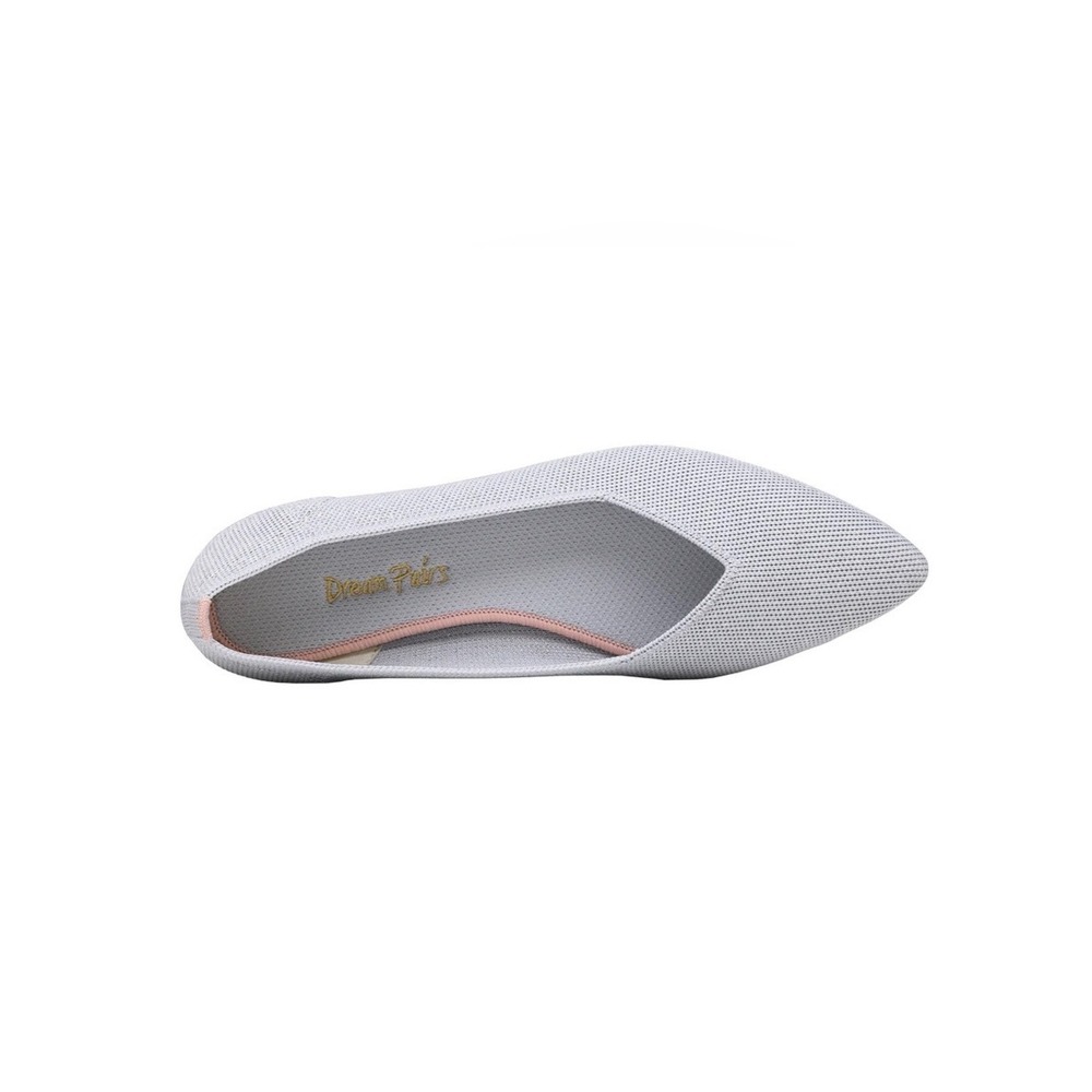 DREAM PAIRS Women Ballet Pointed Toe Knit Flats Machine washable Silver Gray 8.5